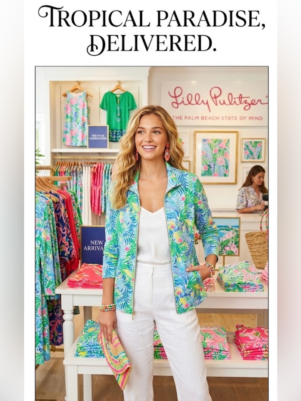 Like New ~ Lilly Pulitzer Light Blue Green Tropical Zip Jacket ~ Size Large